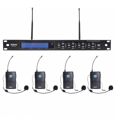 Karma SET 8042LAV Sistema inalámbrico UHF con 4 micrófonos auriculares