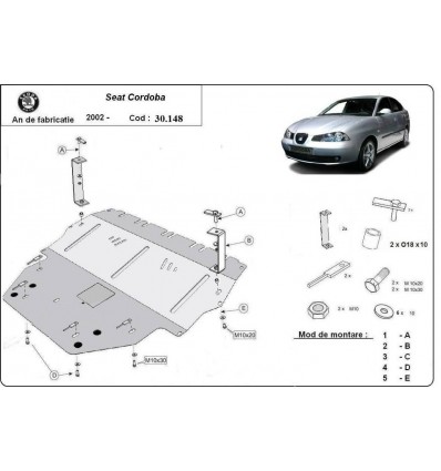 Cubre carter metalico Seat Cordoba Diesel (Desde 2002 hasta 2010)