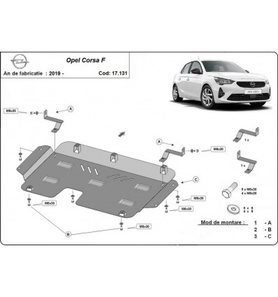 Cubre carter metalico Opel Corsa F (Desde 2019 hasta 2022)