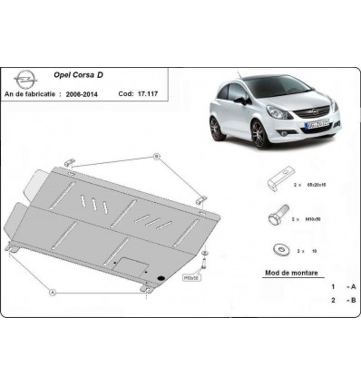 Cubre carter metalico Opel Corsa D (Desde 2006 hasta 2014)