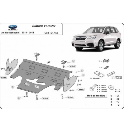 Cubre carter metalico Subaru Forester 4 (Desde 2014 hasta 2018)