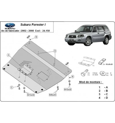 Cubre carter metalico Subaru Forester 2 (Desde 2002 hasta 2008)