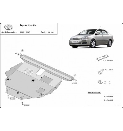 Cubre carter metalico Toyota Corolla -E120/E130 (Desde 2002 hasta 2007)