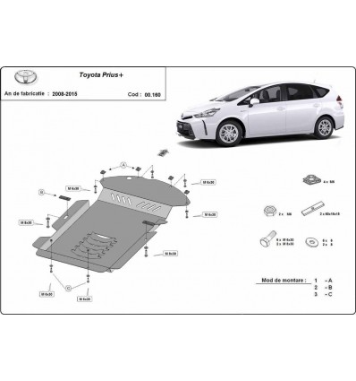 Protector de catalizador/cat lock metalico Toyota Prius 3+ (Desde 2008 hasta 2015)