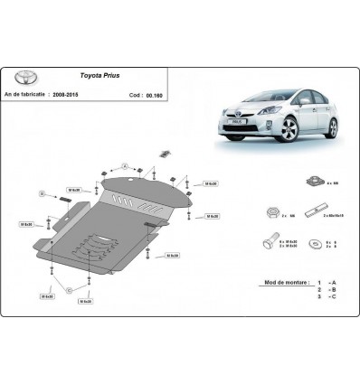Protector de catalizador/cat lock metalico Toyota Prius 3 (Desde 2008 hasta 2015)
