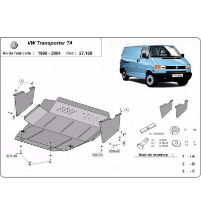 Cubre carter metalico VW Transporter T4 (Desde 1990 hasta 2003)