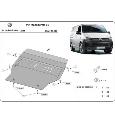 Cubre carter metalico Volkswagen Transporter T6 (Desde 2015 hasta 2022)