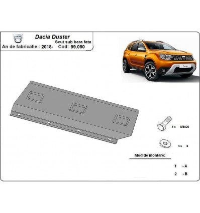 Protector de parachoques delantero de acero para Dacia Duster (Desde 2018 hasta 2022)