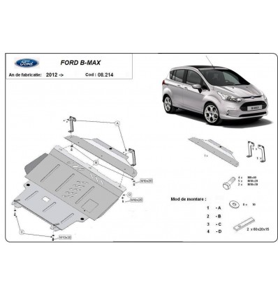 Cubre carter metalico Ford B-Max (Desde 2012 hasta 2017)