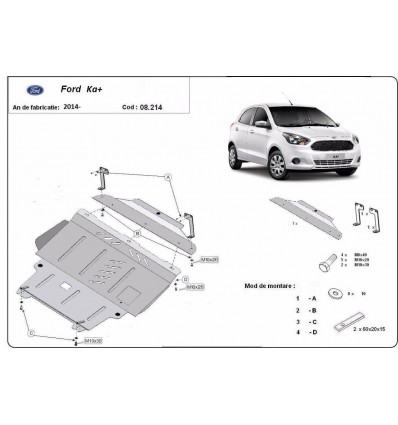 Cubre carter metalico Ford KA+ (Desde 2014 hasta 2022)