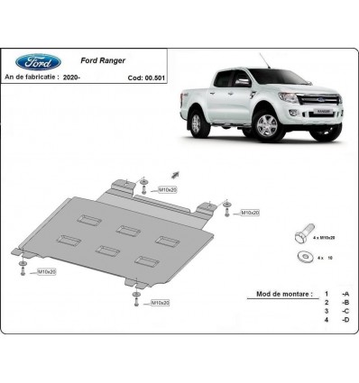 Protección del caja de cambios Ford Ranger (Desde 2020 hasta 2022)
