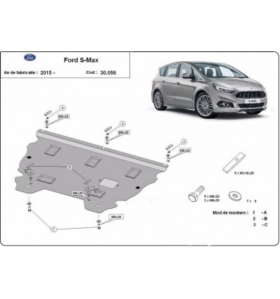 Cubre carter metalico Ford S - Max (Desde 2015 hasta 2022)