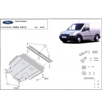 Cubre carter metalico Ford Transit Connect (Desde 2002 hasta 2012)