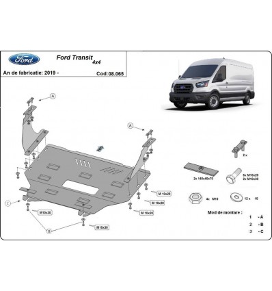 Cubre carter metalico Ford Transit - 4x4 (Desde 2019 hasta 2020)