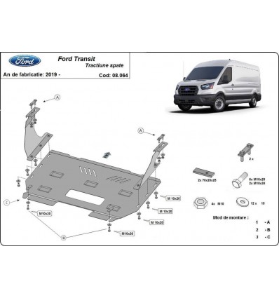 Cubre carter metalico Ford Transit - RWD (Desde 2019 hasta 2020)