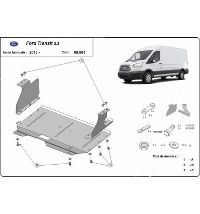 Cubre carter metalico Ford Transit (Desde 2013 hasta 2019)