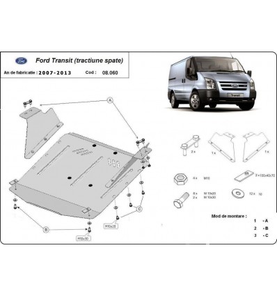 Cubre carter metalico Ford Transit - RWD (Desde 2007 hasta 2013)