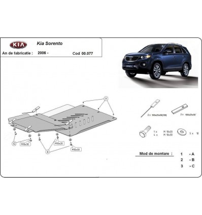 Protección de caja de cambios y diferencial Kia Sorento (Desde 2006 hasta 2009)
